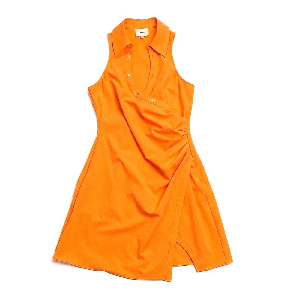 Cinq a Sept Margie Asymmetric Sleeveless Shirtdress Ginger Orange Mini Dress 6